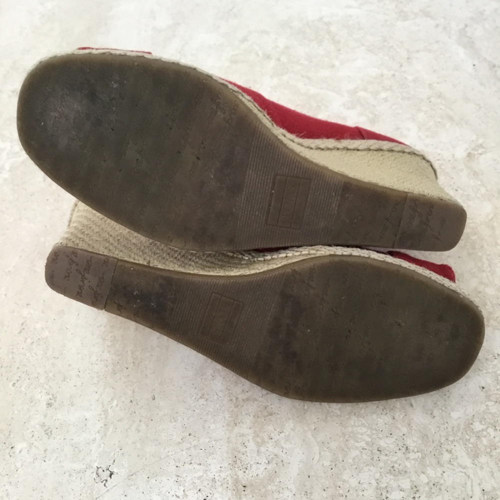 Toms Calypso Red Canvas & Hemp Wedges - Size 9.5 - image 7